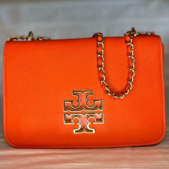Tory Burch Handbags - Tory Burch Orange Britten Adjustable Leather shoulder / crossbody bag